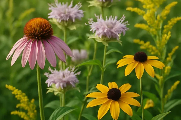 Canadian native wildflowers in a meadow setting